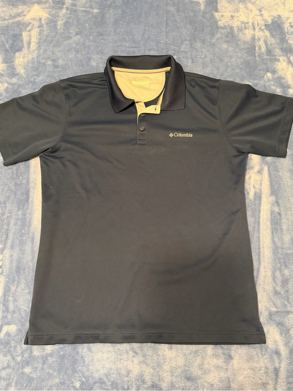 Columbia Men's Black Polo with Tan Contrast Collar